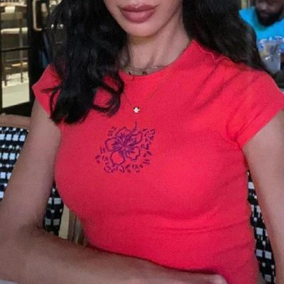 گردن گرد تی شرت سکسی تنگ رنگ جامد سکسی محصول تنگ تناسب اندام کوتاه آستین