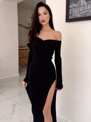 مدل محکم گردنبند ضیافت لباس شب طولانی تنبل سکسی لباس لاغر زن