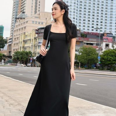 عکس خیابانی مد سبک رنگ جامد گردن کوتاه لباس آستین